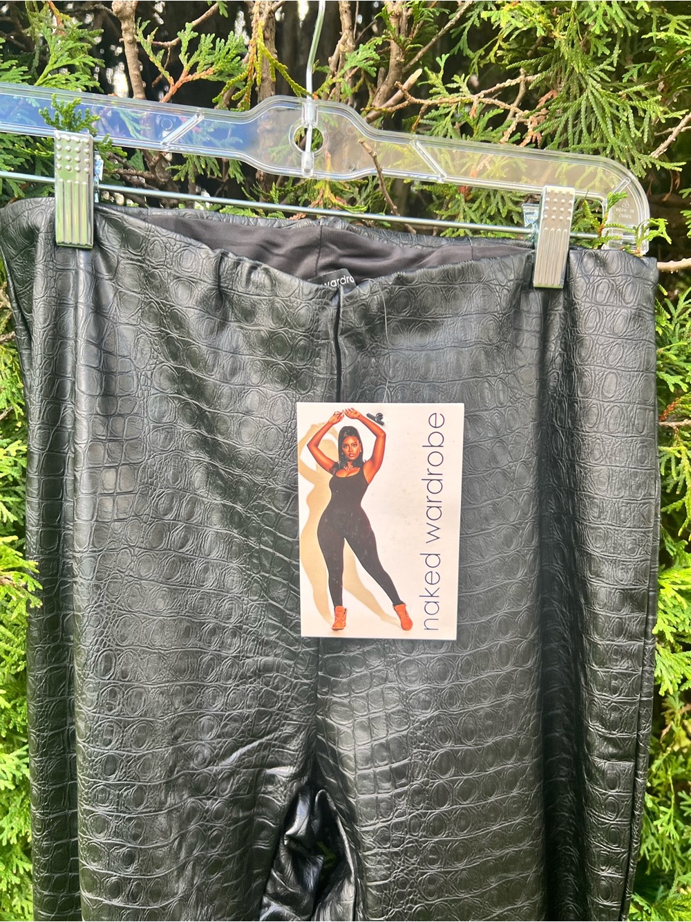 Naked Wardrobe Black Faux Croc-Texture Bottoms - Picture 2 of 5